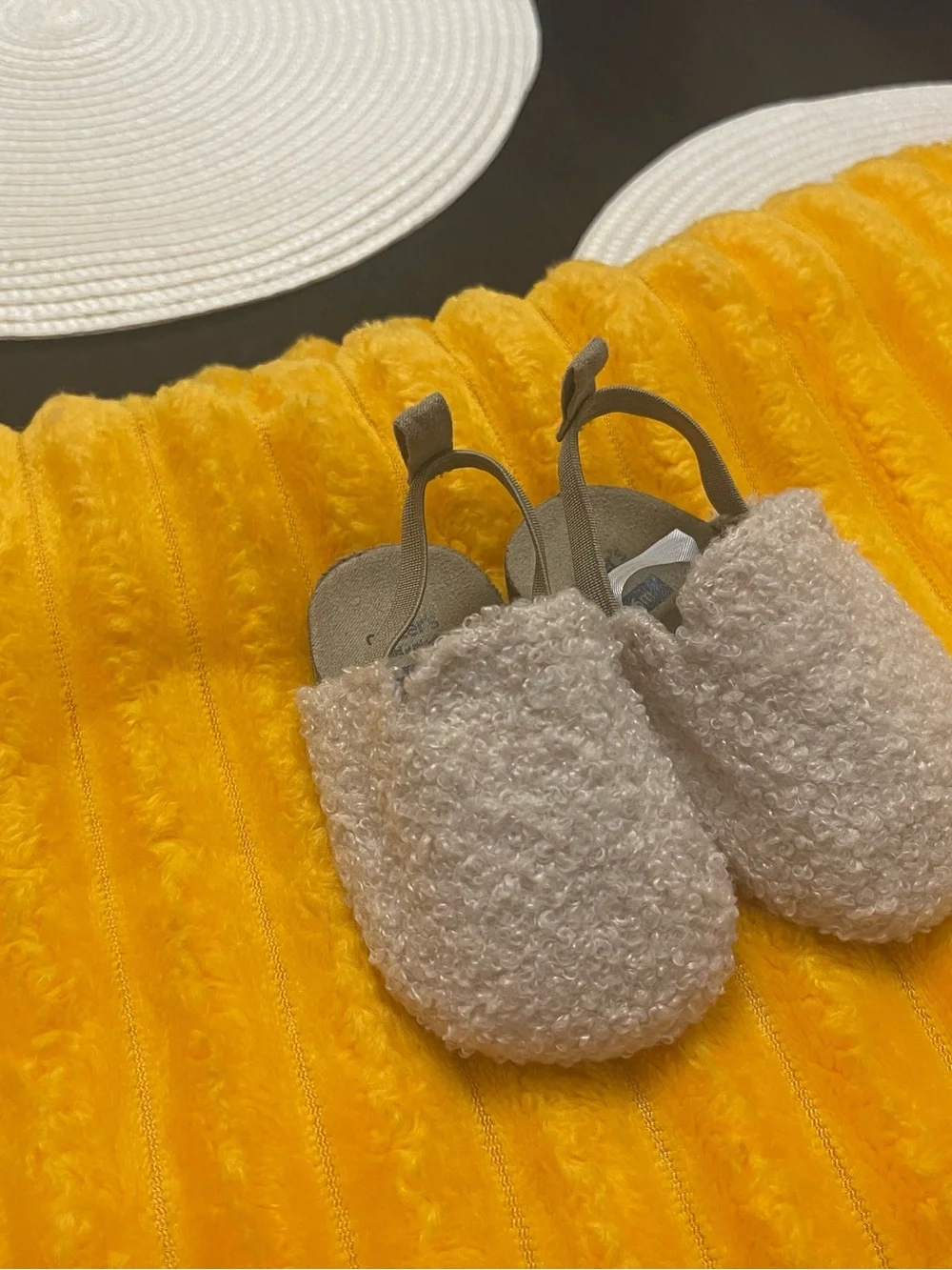 Carter's Cream Fuzzy Baby Slip-On Shoes